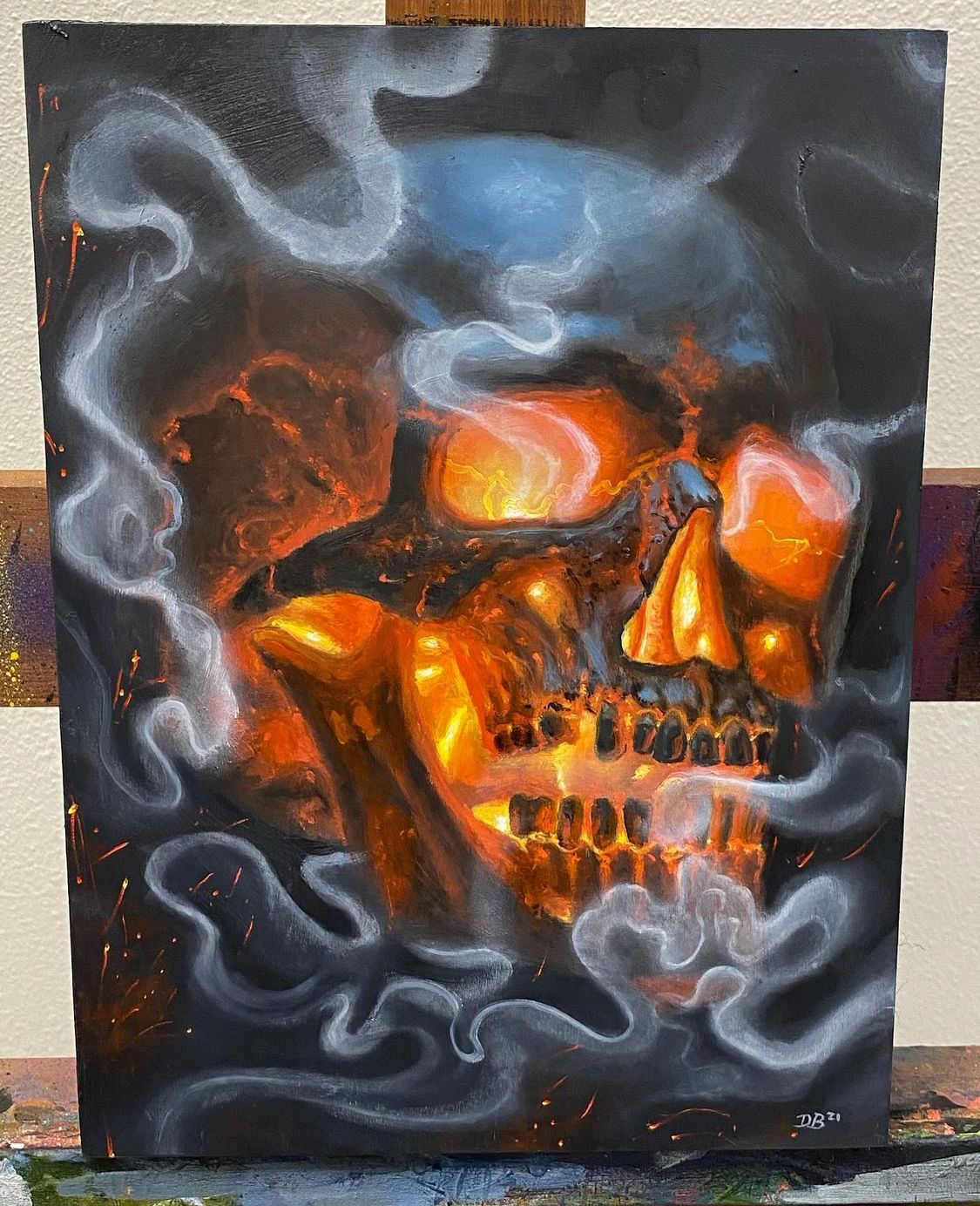 Smoldering Skull - Original Painting