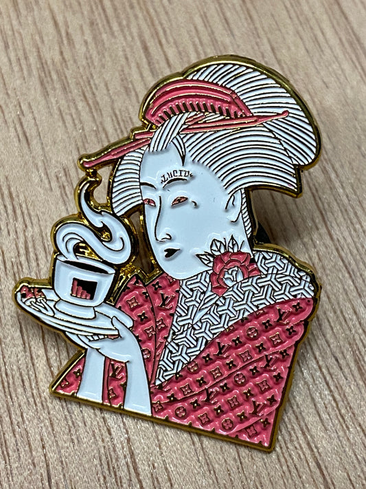 Mushroom Tea Geisha Pin - PINK 'N GOLD